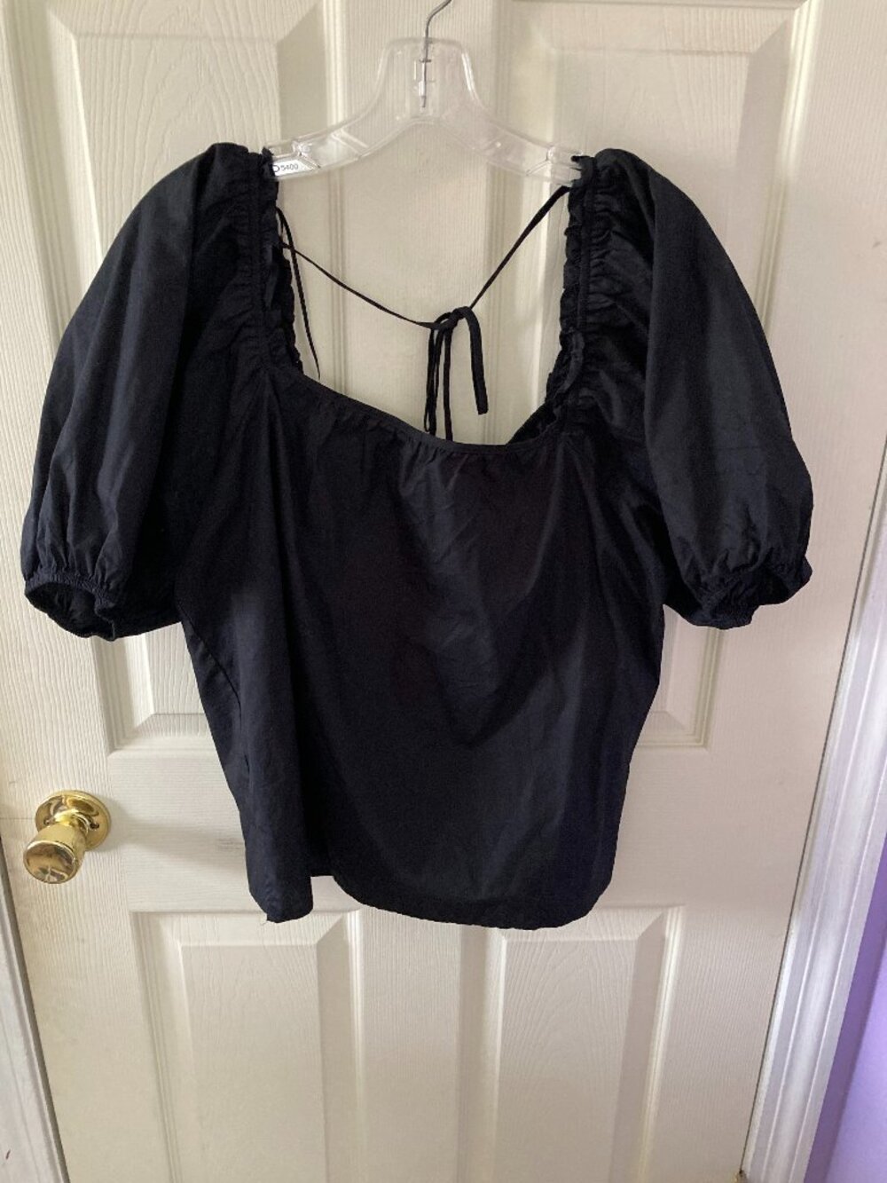 Women Nine West Black Top Size XL Puff Sleeve Square Neck